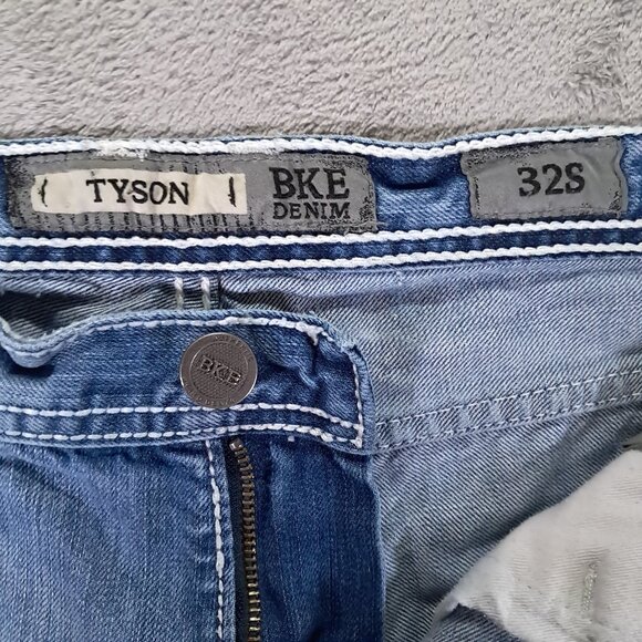 BKE Tyson Jean Men 33x30, Tag 32S Straight Leg Blue Faded Denim 100% Cotton - Picture 12 of 14